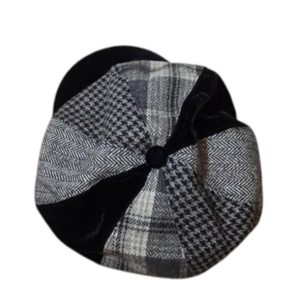 Women's Black & Gray SCALA PRONTO Vintage Style Newsboy Cap - Picture 8 of 11